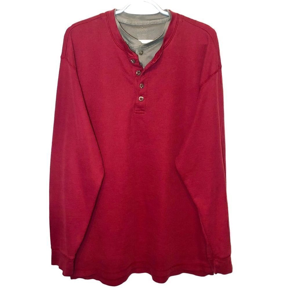 RedHead Thermal Henley in Burgundy/Grey Men’s XL